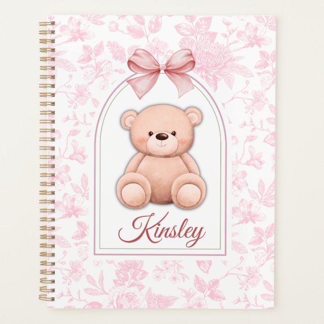 Kinsley | Custom Pink Teddy Bear Nursery Design  Planner (Front)