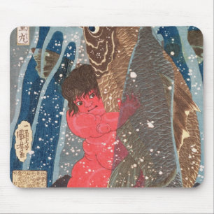 Kintoki Swims up the Waterfall Mouse Mat