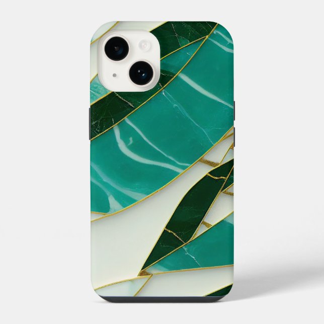 Kintsugi Aesthetic Jade marble iPhone Case (Back)