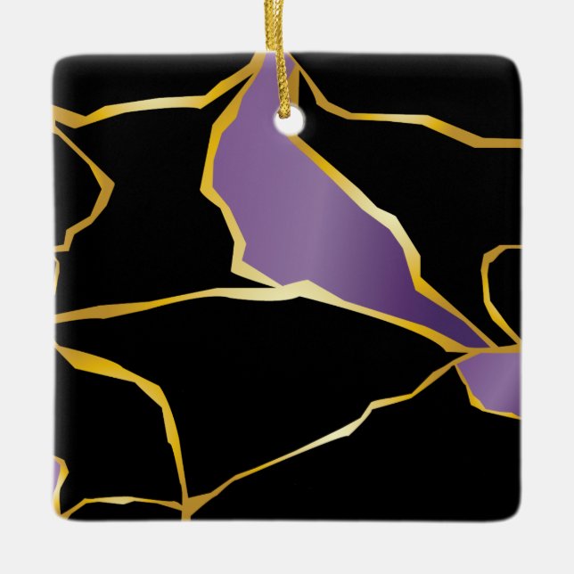 Kintsugi Amethyst Accents Ceramic Ornament (Front)
