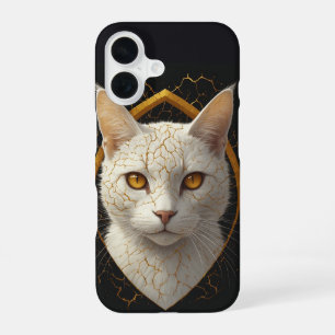 Kintsugi Cat Portrait With Intricate Gold Lines 🌙 iPhone 16 Case