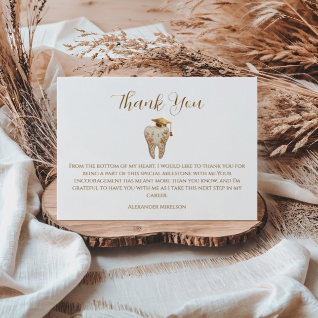 Kintsugi Floral Tooth Graduation Party Thank You Card (Creator Uploaded)