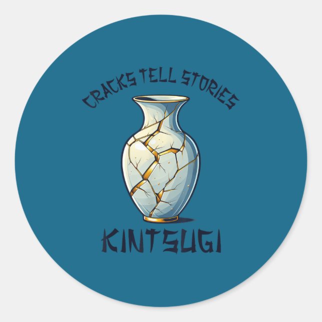 Kintsugi Kintsukuroi Imperfect Japanese Art Motiva Classic Round Sticker (Front)