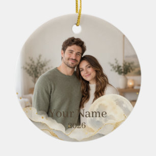 Kintsugi Moon Custom Photo Ornament