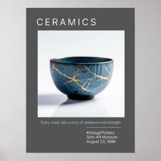 Kintsugi Pottery Poster Series | Grey