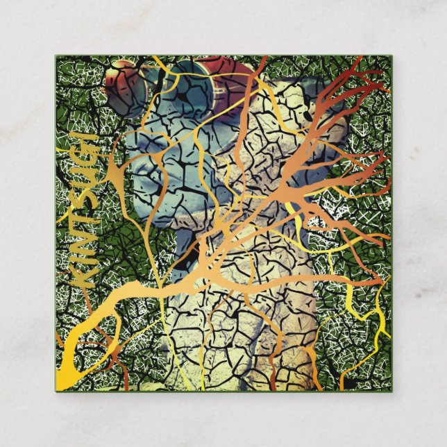 Kintsugi - repaired identity square business card (Front)