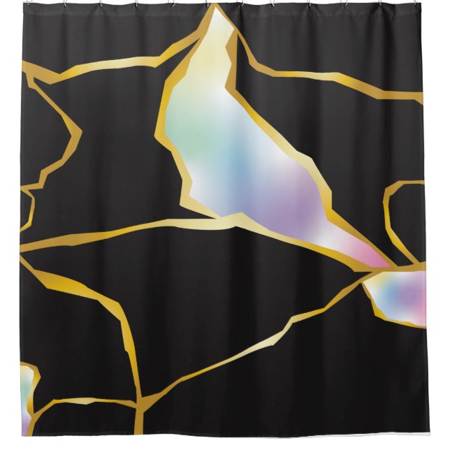 Kintsugi with Multicolor Jewel Tone Shower Curtain (Front)