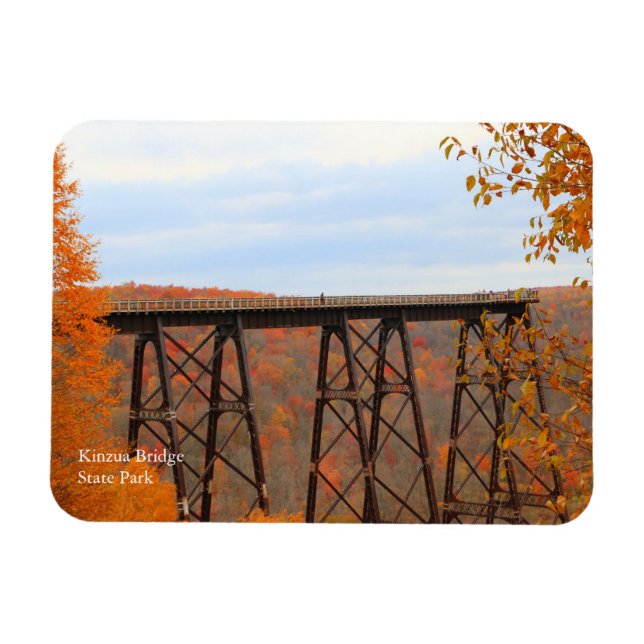 Kinzua Bridge Colourful Fall Scene Souvenir Fridge Magnet (Horizontal)