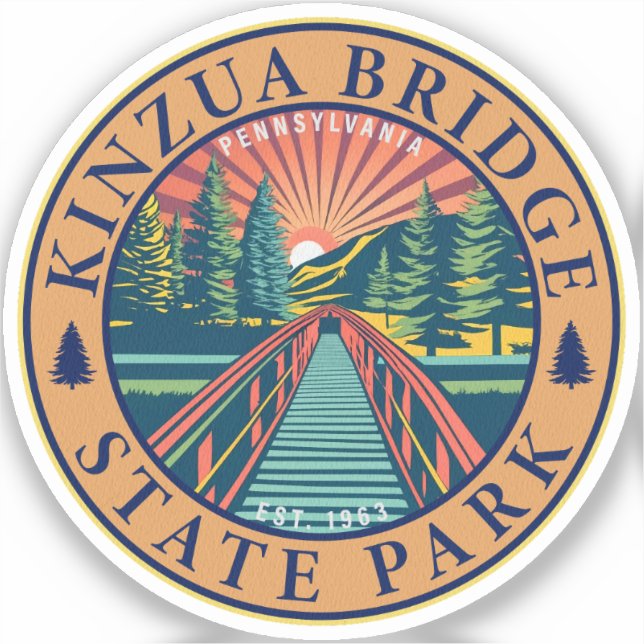 Kinzua Bridge State Park Pennsylvania Retro Badge (Front)