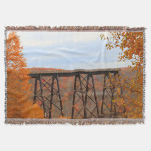 Kinzua Railroad Bridge Skywalk Fall Foliage Colour Throw Blanket