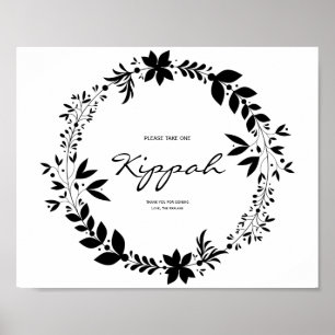 Kippah Sign, Customisable Kippot Wedding Sign 