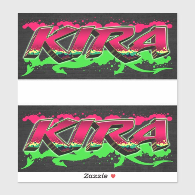 Kira First Name Graffiti Sticker (Sheet)