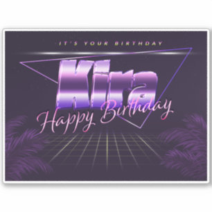 Kira Name Vorname lila retro Sticker Geburtstag