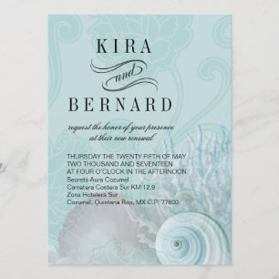 Kira Seashell Dreams Beach Wedding aqua Invitation
