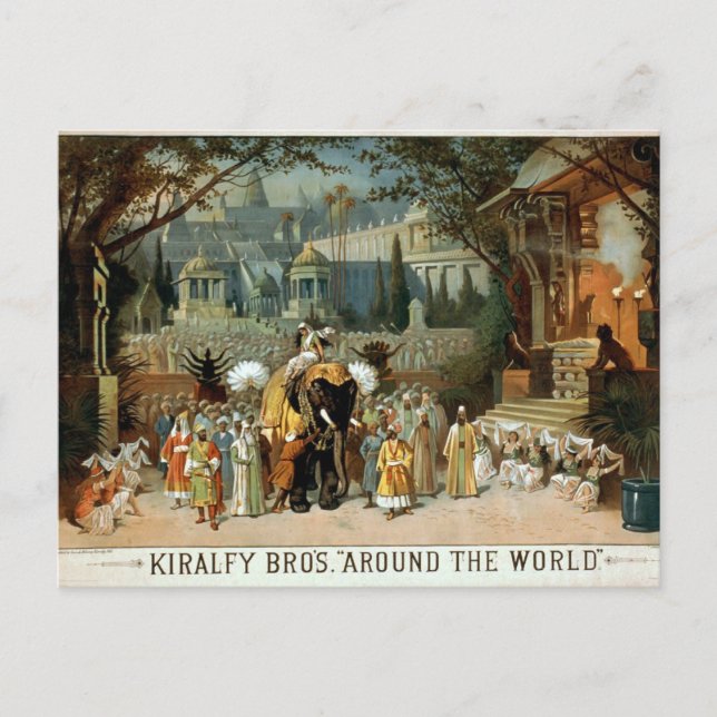 Kiralfy Bros 'Around the World' Retro Theatre Postcard (Front)