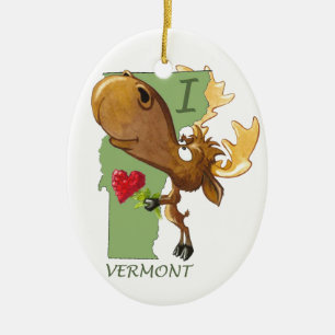 Kirby the Moose Vermoosin' "I Heart Vermont" Ceramic Tree Decoration
