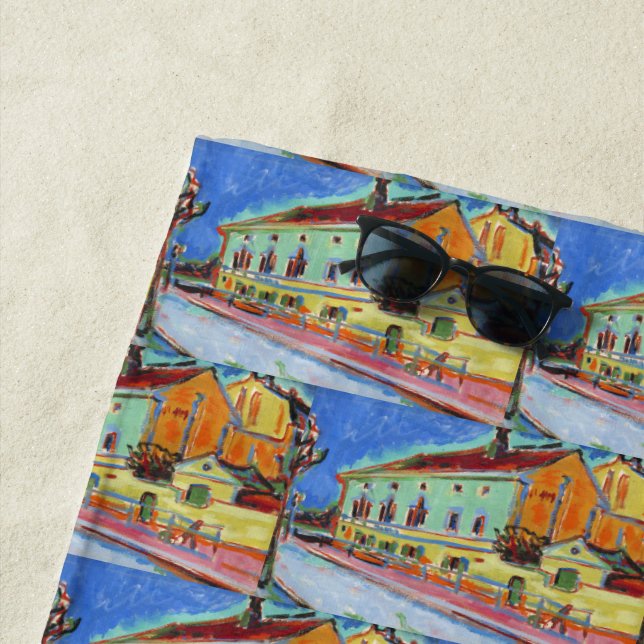 Kirchner Bellevue Dance Hall Expressionist Art Beach Towel (In Situ)