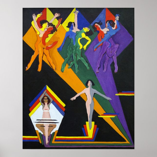 Kirchner - Dancing Girls In Rays Of Colour Poster (Front)