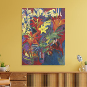 Kirchner Expressionist Vibrant Orange Lilies Art Canvas Print