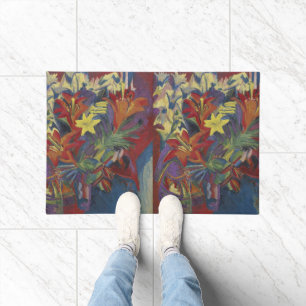 Kirchner Expressionist Vibrant Orange Lilies Art Doormat