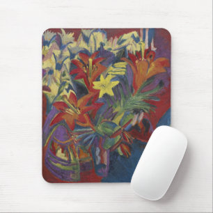 Kirchner Expressionist Vibrant Orange Lilies Art Mouse Mat
