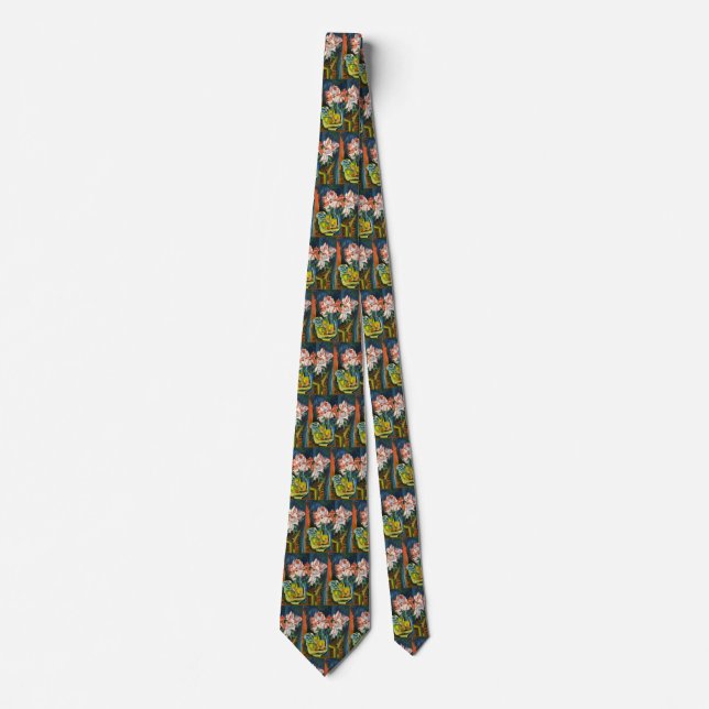 Kirchner Pink Roses Expressionist Floral Art Tie (Front)