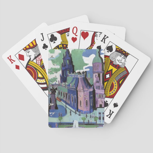  Kirchner View of Dresden Schlossplatz Fine Art Playing Cards (Back)
