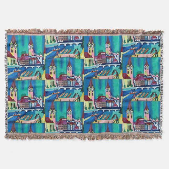 Kirchner Zurich Cityscape Expressionist Art Throw Blanket (Front)
