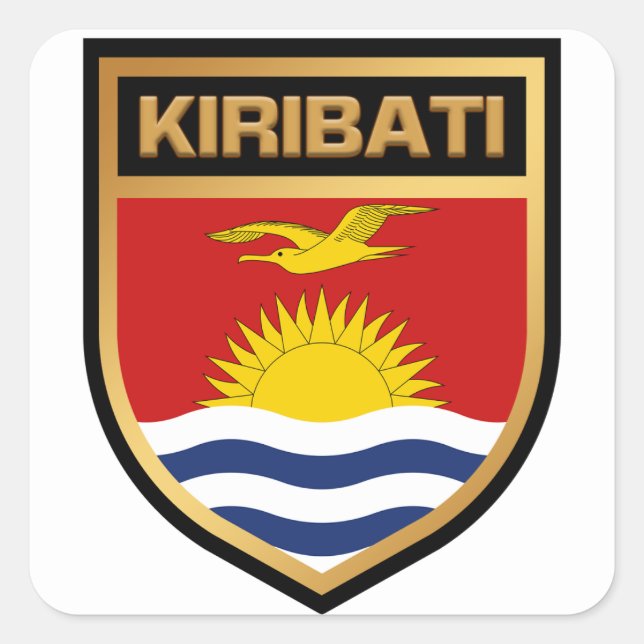 Kiribati Flag Shield Square Sticker (Front)