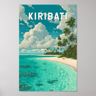Kiribati Illustration Travel Art Vintage Poster
