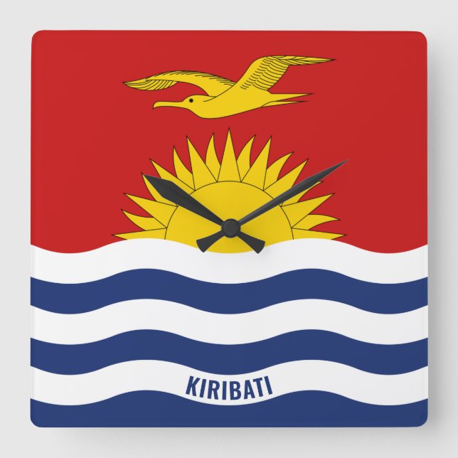 Kiribati National Flag Patriotic Square Wall Clock (Front)