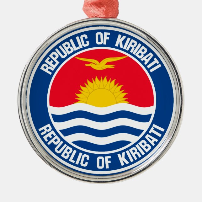Kiribati Round Emblem Metal Tree Decoration (Front)