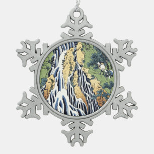 Kirifuri waterfall near Kurokami mountain Housai   Snowflake Pewter Christmas Ornament