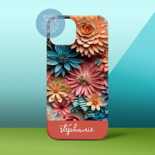kirigami flowers - boho colours paper craft Case-Mate iPhone 14 case