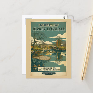 Kirkby Lonsdale Lune Valley Vintage Travel Poster Postcard