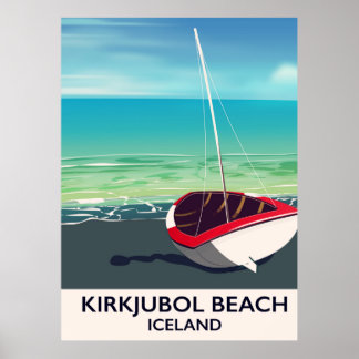 Kirkjubol Beach Iceland vacation poster
