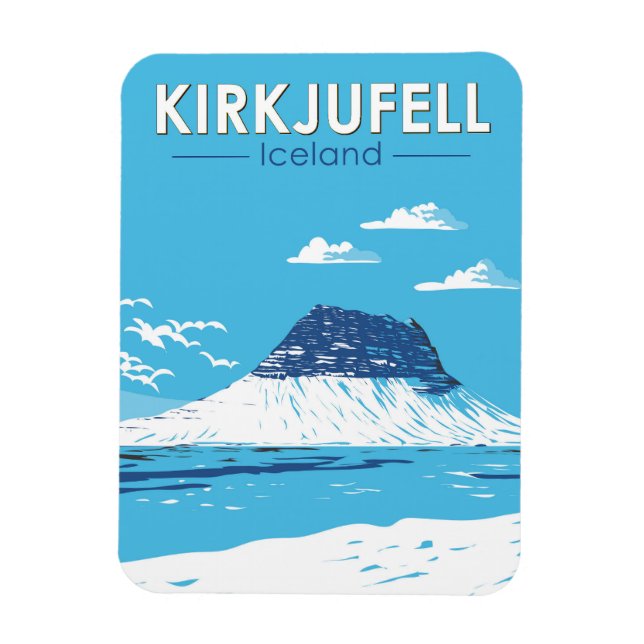 Kirkjufell Iceland Travel Art Vintage Magnet (Vertical)