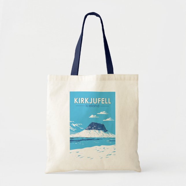 Kirkjufell Iceland Travel Art Vintage Tote Bag (Front)