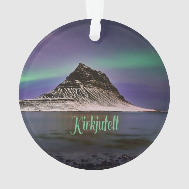 Kirkjufell Mountain in Iceland Northern Lights Ornament (Back)