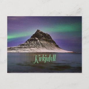 Kirkjufell Mountain in Iceland Northern Lights Postcard
