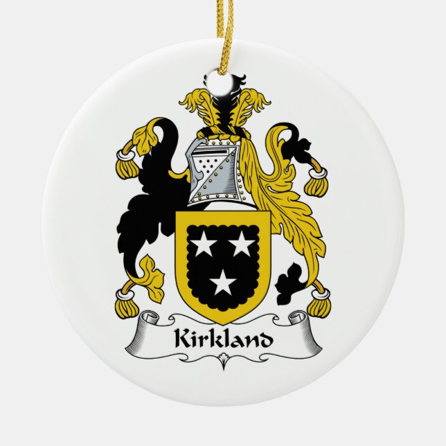 Kirkland Family Crest Ceramic Tree Decoration (Front)