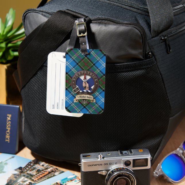 Kirkpatrick Crest & Tartan Luggage Tag (Front & Back)
