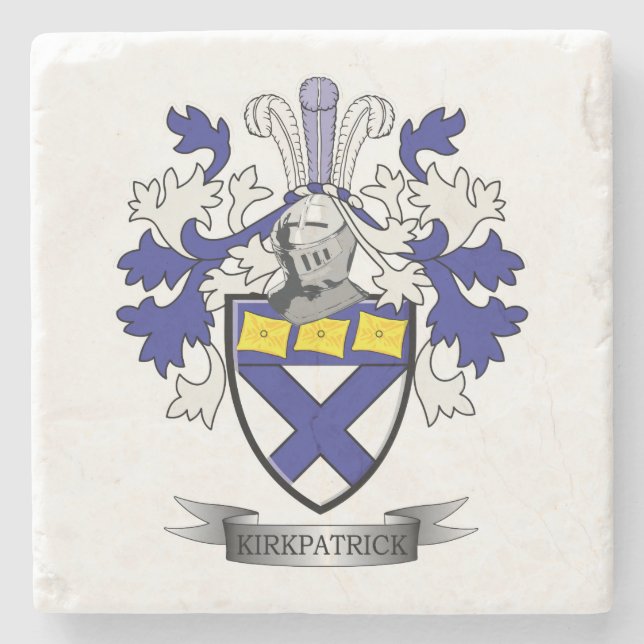 Kirkpatrick Family Crest Coat of Arms Stone Coaster (Front)