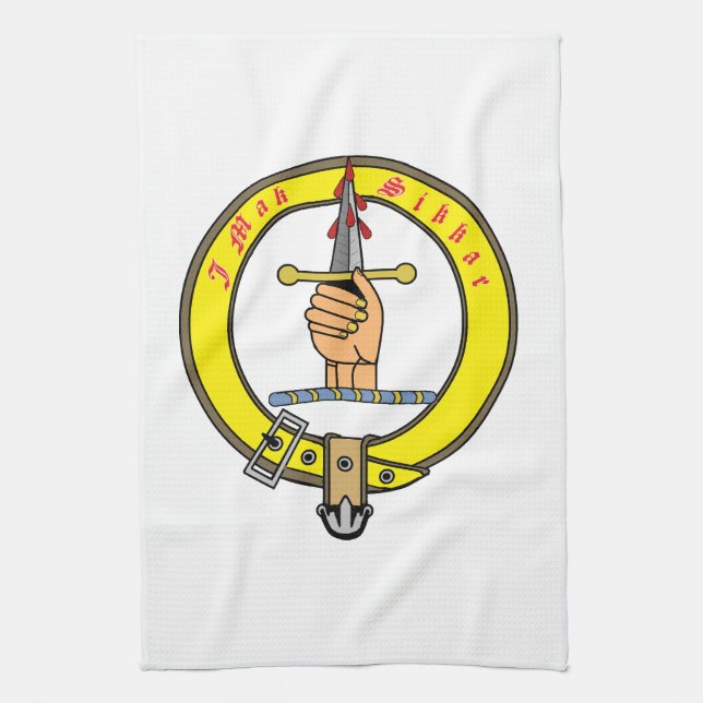 Kirkpatrick & kilpatrick Clan Badge Tea Towel (Vertical)