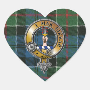 Kirkpatrick Tartan & Badge Heart Sticker