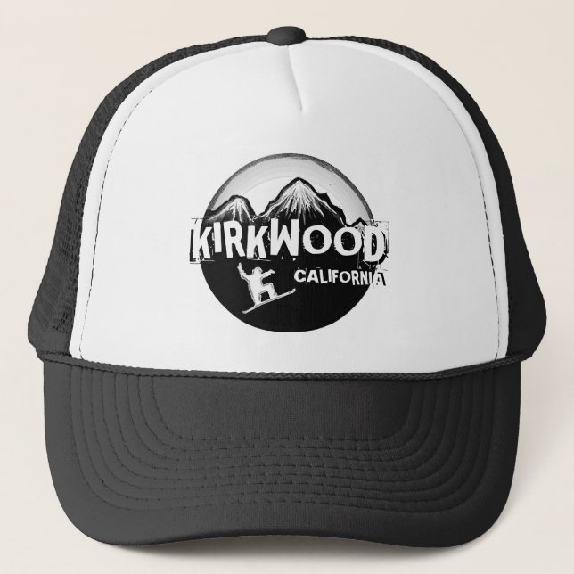 Kirkwood California black white snowboarder hat (Front)