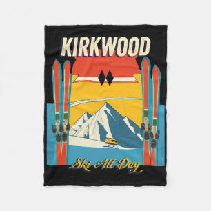 Kirkwood California Ski All Day - Retro Vintage St Fleece Blanket