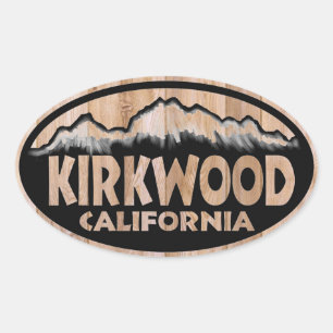 Kirkwood California wood sign oval stickers