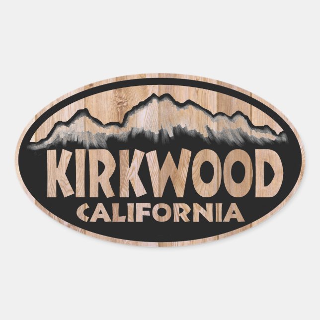 Kirkwood California wood sign oval stickers (Front)