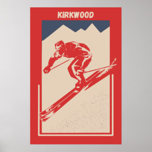 Kirkwood Mountain Resort in California - Retro Ski Poster